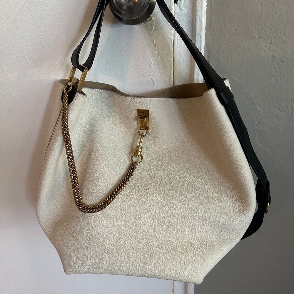 Givenchy White and Black Shoulder Bag with Chain Detail